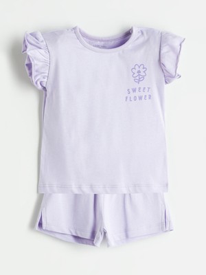 Lc Waikiki Yeni Sezon Baskılı Kız Bebek Tişört ve Şort 2'li