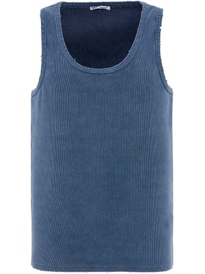 Vamos Yıkamalı Tank Top Kaşkorse Atlet Indigo