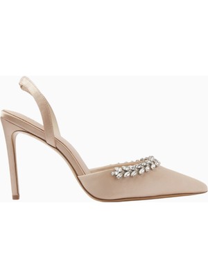 Nass Sandra 100 Kristal Işlemeli Saten Slingback Stiletto, Şık ve Zarif