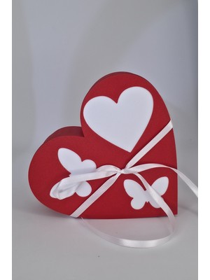 CevizDizayn Kelebekli Pla Kutu - Boş Hediye Kutusu - Sevgililer Günü - Şal Kutusu Olabilir - Kalp Anahtarlık