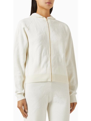 Marella Textured Cotton Hoodie, Modern Dokulu Kapüşonlu, Triko Sweatshirt