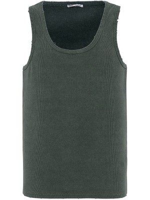 Vamos Yıkamalı Tank Top Kaşkorse Atlet Yeşil