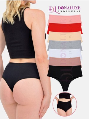 Donaluxe Kadın Tanga , Yüksek Bel Tanga Koyu Renkler 7'li Paket  Ten