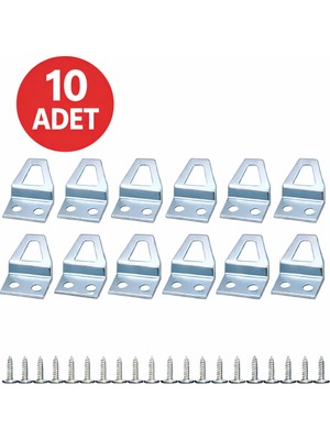 DESIPHON 10 Adet Kıvrık Model Metal Tablo Kancası | Vidalı Çerçeve & Fotoğraf Askı Aparatı