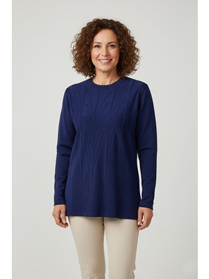 Ravencia Kadın Triko Mevsimlik Soğuk Iplik Bisiklet Yaka Genç Anne Kazak