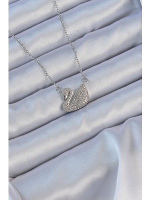 Ayder Timya 316L Çelik Zincir Gümüş Renk Zirkon Taşlı Kuğu Kolye - TJ-BKO9150 TG/Tmya1395 217782