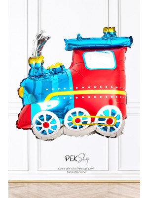 Pekshop Mavi Kırmızı Tren Folyo Balon