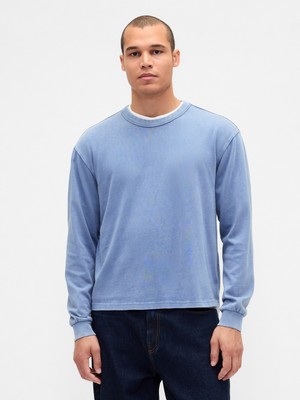 Gap Erkek Açık Mavi Heavyweight Crop T-Shirt