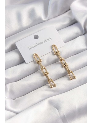 Ayder Timya 316L Çelik Altın Renk Sallantılı Tiffany Model Küpe - TJ-BKP9498 TG/Tmya1395 218060