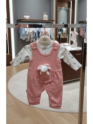 Kidzes Kız-Erkek Bebek Ayıcıklı Raporlu Zıbınlı Salopet-Tulum %100 Pamuk