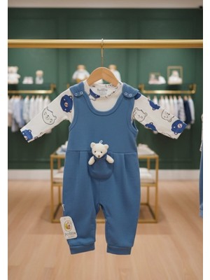 Kidzes Kız-Erkek Bebek Ayıcıklı Raporlu Zıbınlı Salopet-Tulum %100 Pamuk