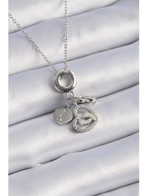 Ayder Timya 316L Çelik Gümüş Renk Zirkon Taş Detay Kalp Model Charm Kadın Kolye - TJ-BKO9305 TG/Tmya1395 218115