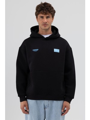 Vamos Oversize Arka Baskılı Sweatshirt Siyah