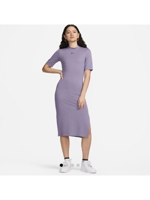 Nike Sportswear Essential Midi Boy Mor Kadın Elbise DV7878-509