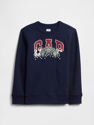 Gap Erkek Çocuk Lacivert Crewneck Grafik Baskılı Sweatshirt