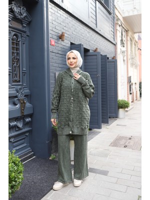 Nisum Moda Kare Desenli Pamuk Triko Takım