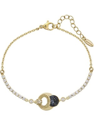 SERENES Kenetlenen Halka Detaylı Işıltılı 14 Ayar Altın Kaplama Kadın Bileklik