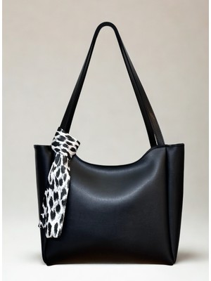 Fular & Bags Kadın Fularlı Fermuarlı ve Çıtçıt Kapamalı Shopper El ve Omuz Çantası