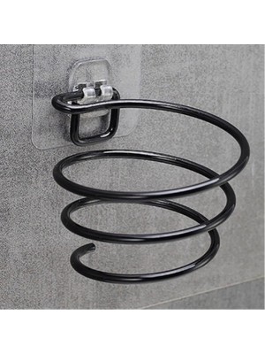 Brentino Saç Kurutma Makinesi Tutucu Yapışkanlı Duvar Tipi Delmeden Montaj Metal Spiral Kablo Toplama Banyo