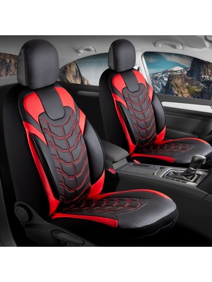 Castor Otomotiv Bmw 5 Serisi 540 Uyumlu Deri Oto Koltuk Kılıfı 5 Li Set Classy Serisi Siyah Kırmızı Renk