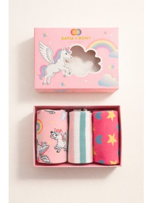 Katia & Bony Kız Çocuk Unicorn Desenli 3'lü Kutulu Soket Çorap