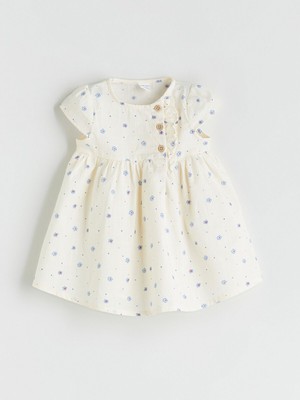 Lc Waikiki Yeni Sezon Bisiklet Yaka Çiçekli Kız Bebek Elbise