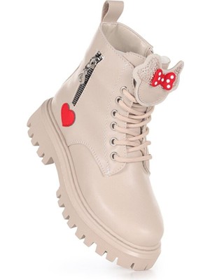 Kız Çocuk Taşlı Kalpli Su Geçirmez Kaydırmaz Taban Bot