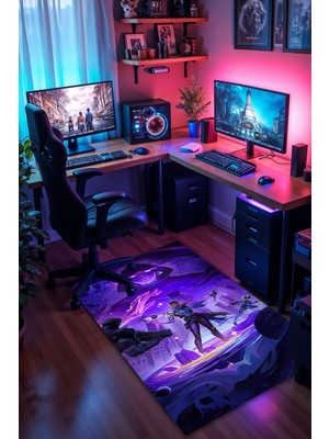 Valorant Desenli Kaymaz Taban Makinede Yıkanabilir Gaming Oyuncu Gamer Genç Odası Halısı