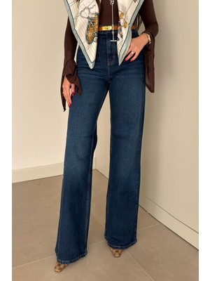 Magarde Tintli Wide Leg Jean- Koyu Mavi
