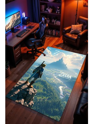 Charmbi The Legend Of Zelda Desenli Kaymaz Taban Makinede Yıkanabilir Gaming Oyuncu Gamer Genç Odası Halısı