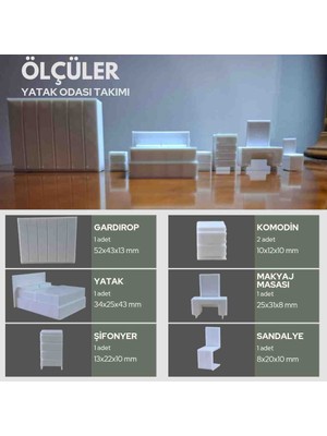 Home 1/50 Ölçek Mimari / Içmimari Tefriş Diorama Maket Yatak Odası Mobilya Seti