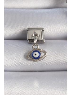 Ayder Timya 316L Çelik Gümüş Renk Sallantılı Göz Figür Nazar Boncuk Detay Nomination Charm - TJ-BC1044 TG/Tmya1395 218332