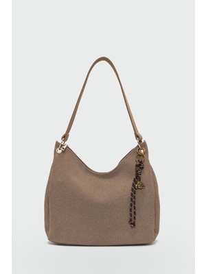 I Love Shoes Ressa Charmlı Omuz Çantası Camel Süet