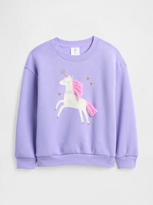 Gap Kız Bebek Lila Grafik Baskılı Sweatshirt