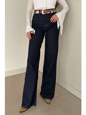 Magarde Tintli Wide Leg Jean- Koyu Lacivert