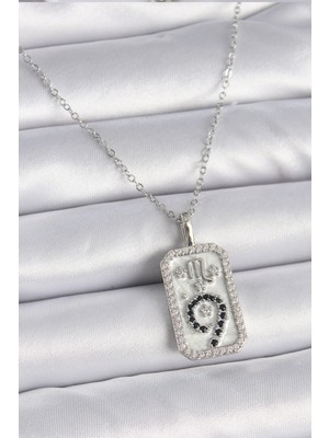 Ayder Timya 316L Çelik Gümüş Renk Zincir Akrep Burcu Zirkon Taşlı Kadın Kolye - TJ-BKO9453 TG/Tmya1395 218365