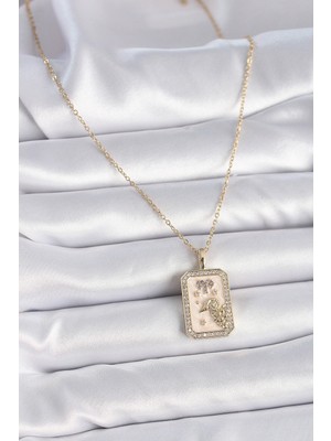 Ayder Timya 316L Çelik Gold Renk Zincir Koç Burcu Zirkon Taşlı Kadın Kolye - TJ-BKO9462 TG/Tmya1395 218372