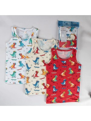 Elmas Kids Ideal Sepet -Karışık Desen 3lü Erkek Çocuk Atlet Set A-126