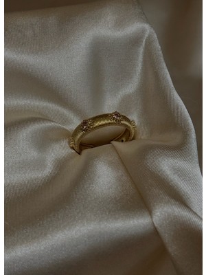 MonCherietr Roselin Pirinç Üzeri Altın Kaplama Yüzük