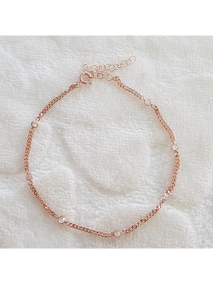 Canka Gurmet Zincir Taşlı Gümüş Halhal