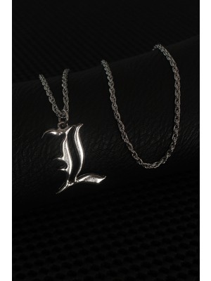 BT Teknik Gümüş Renk L Harf Erkek Kolye