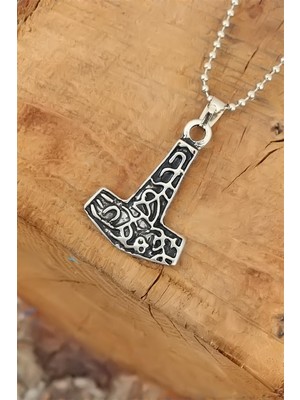 BT Teknik Gümüş Renk Metal Aksesuarlı Top Zincirli Erkek Kolye