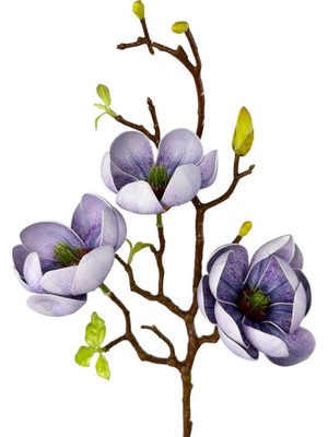 Nettenevime Yapay Çiçek Eva Lila Manolya 3 Çiçekli Uzun Dal 70CM Gerçeksi Doku