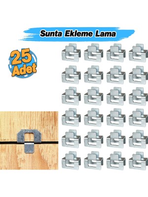 Badem10 (25 Adet) H Tipi Sunta Ekleme Laması Kontrplak Bağlama Sabitleme Ahşap Kaplama Metal Bağlantı Aparat