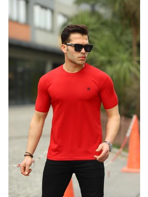 Comstar Erkek H Nakış Desenli Oversize Tshirt