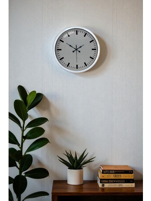 Pazarcan Zentime 40 cm Metal Beyaz Duvar Saati