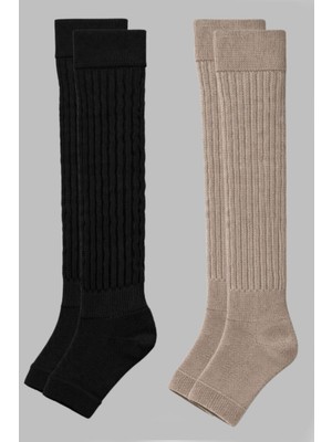 Cotenconcept 2 Çift Burunsuz Tabanlı Lastikli Diz Üstü Basic Pamuk İçerikli Tozluk