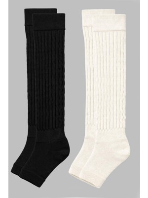 Cotenconcept 2 Çift Burunsuz Tabanlı Lastikli Diz Üstü Basic Pamuk İçerikli Tozluk