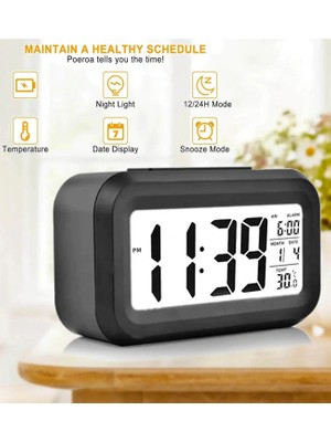 Go İthalat Masaüstü Saat Takvim Termometre Beyaz Siyah (5250)