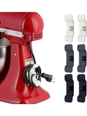 Pazarcan 6'lı Pratik Kablo Toparlayıcı Yapışkanlı Klips Mutfak Air Fryer Kettle Kahve Tost Makinası